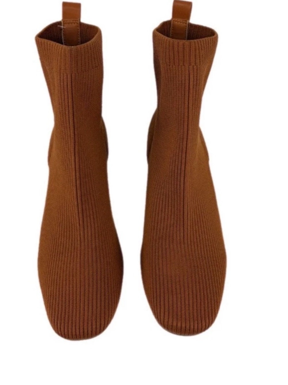 Joie Neely Knit Ankle Boots Rust Ribbed Sock Women Booties Chunky Heel 8.5